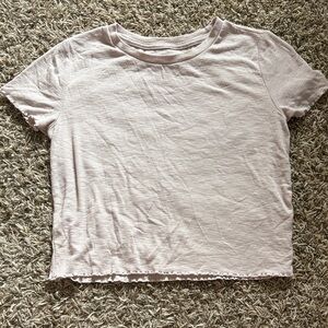 Aerie Light Pink Lettuce edge Crop Top